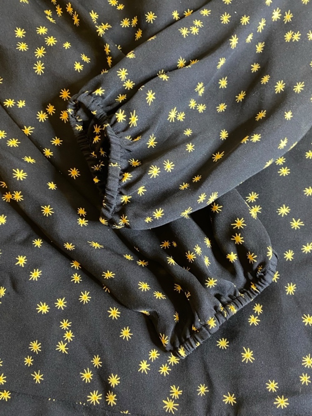 Theory Silk Chiffon Star Print Puff Sleeve Flounce Dress Women’s Size 4 - Picture 9 of 13